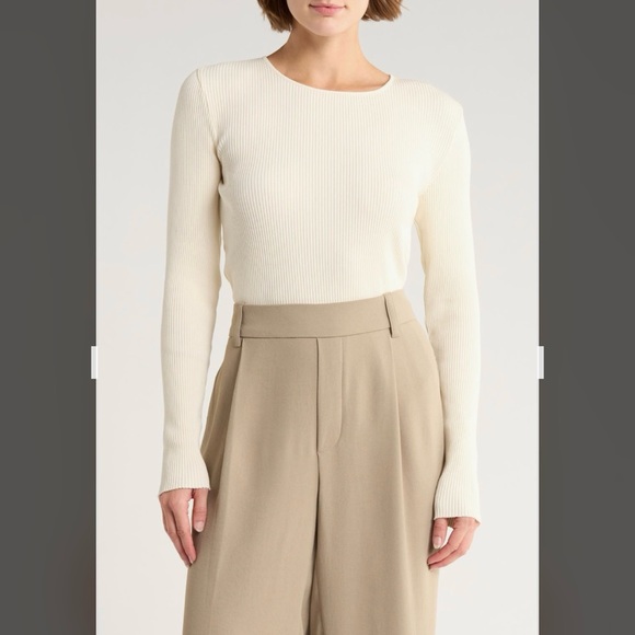 Vince Tops - Vince Rib T-Shirt in Off White Size M